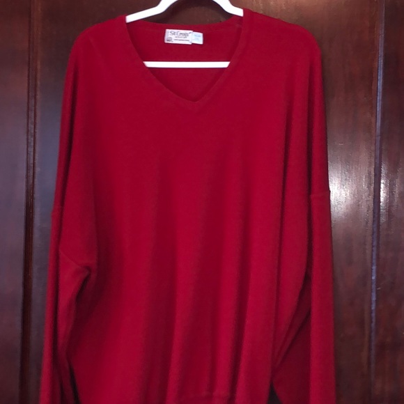 St. Croix Knits Men’s Red V-Neck Cardigan Sweater - Picture 3 of 9